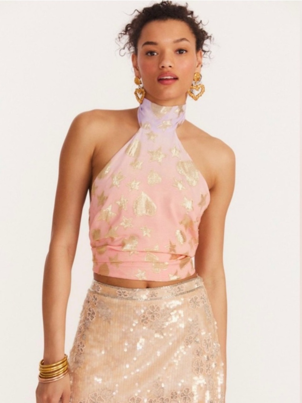 LoveShackFancy Boca Handkerchief Top Sunset Orange Ombre NWT Size M